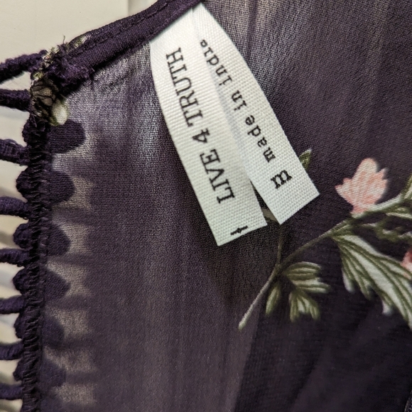 Live 4 Truth Women's Size Medium Sheer Plum Purple Cardigan Swim Cover Floral - Picture 3 of 8